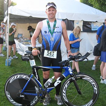 picture of patrick and debbie oborn after Ironman